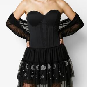 Black Parfait Low Back Bustier Corset Top Sz 38 C